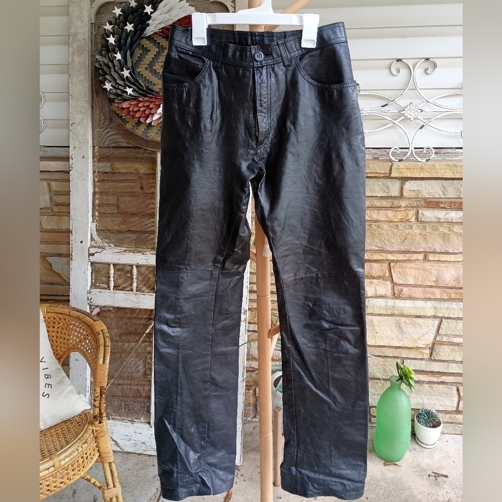 Vintage New WAVE Authentic Black Leather Pants_28